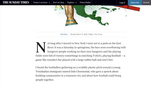 NYC Soccer in the Sunday Times